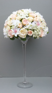 Artificial Flower Blush Pink Wedding Martini Vase Centerpiece